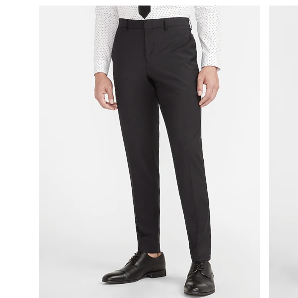 Express Slim Solid Black Modern Tech Suit Pants - image 1